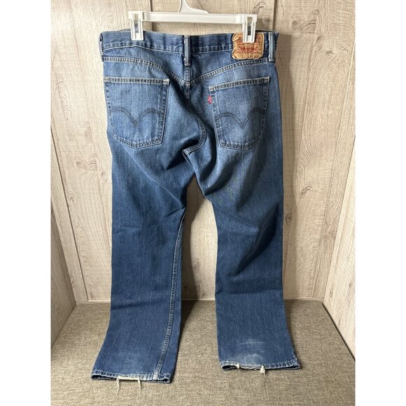 Levis 514 Slim Straight Mens Jeans 36x32 Blue Denim Classic Style - Picture 2 of 5